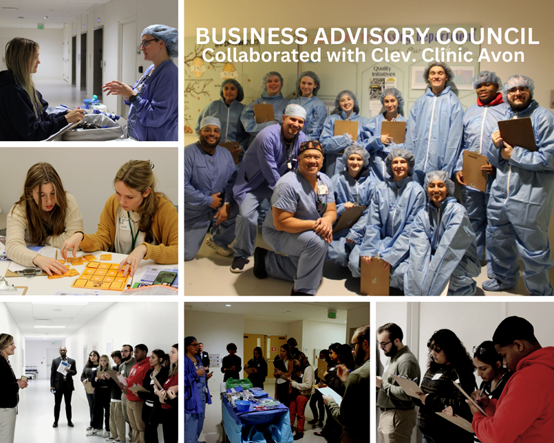 collage of students at hospital learning