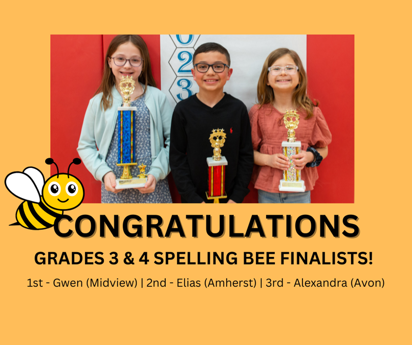 girl-boy-girl holding trophies standing next to each other for winning spelling bee